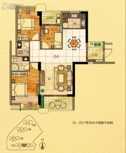 金紫世家1栋04,05户型 3房2厅2卫 109