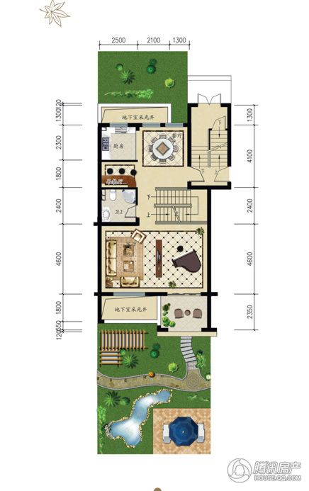 【叠排a户型】一层生活动区,豪华客厅外加超大私家花园.