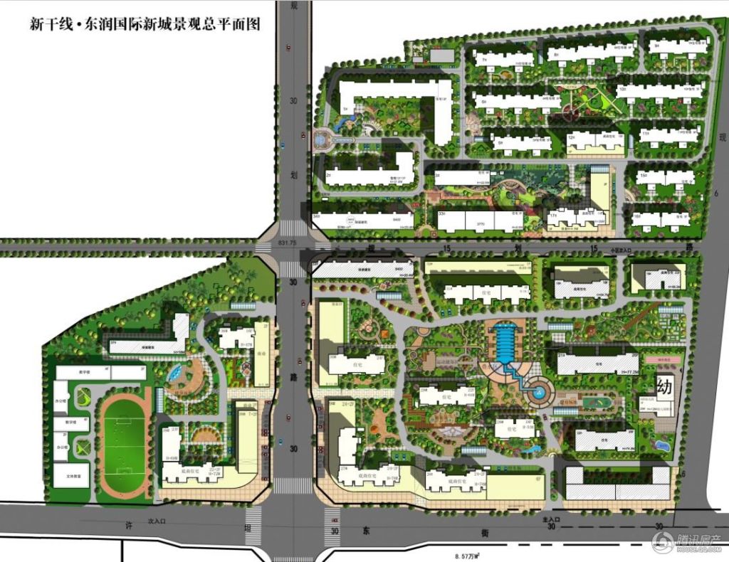 新干线东润国际新城景观总平面图