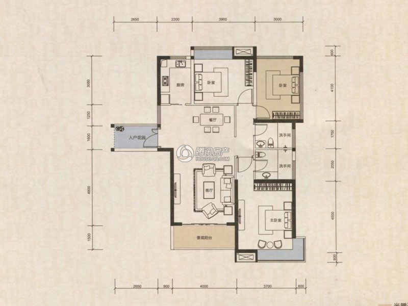 聚龙御龙湾户型图3栋01户型-3-建筑面积117.00㎡