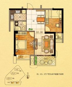 金紫世家1栋02,03,06,07户型 2房2厅