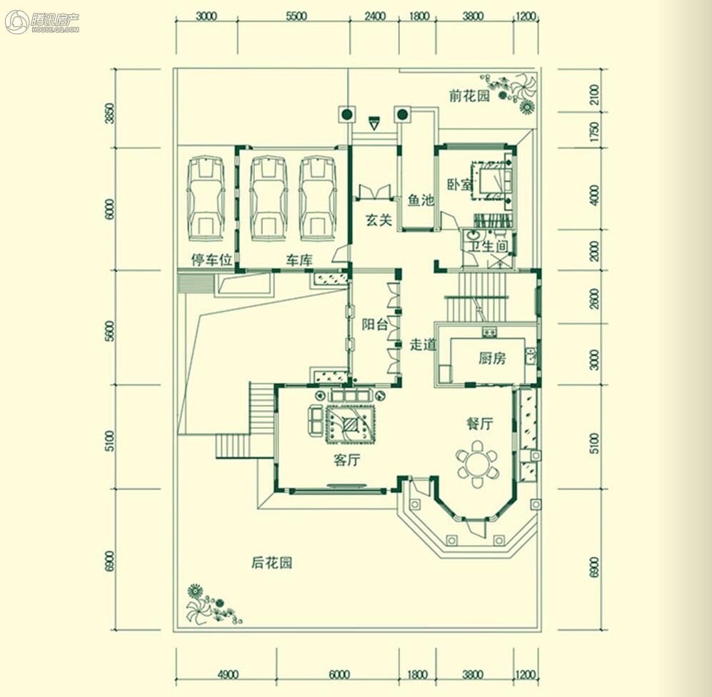 独栋别墅c2首层平面图