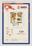 三祺澜湖国际2室2厅1卫89平方米户型图