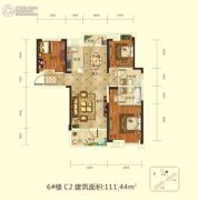 前川欣城二期3室2厅2卫111平方米户型图