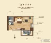 京都国际1室1厅1卫45平方米户型图