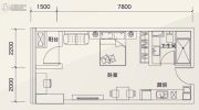 广州绿地中央广场1室1厅1卫52平方米户型图