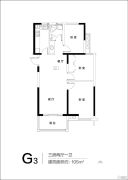 紫晶未来城3室2厅1卫105平方米户型图