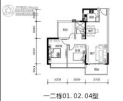 昊翔源壹城中心2室2厅1卫0平方米户型图