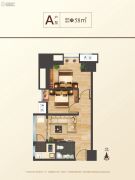 国王的公寓2室1厅1卫58平方米户型图