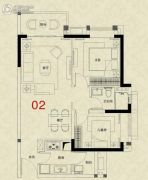 广州绿地城2室2厅1卫73平方米户型图