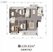 长房君悦公馆4室2厅2卫129平方米户型图