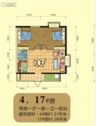 苏仙悦生活广场2室2厅1卫81平方米户型图