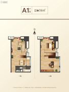 国王的公寓2室2厅1卫58平方米户型图