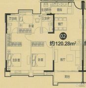 时代南湾3室2厅2卫120平方米户型图
