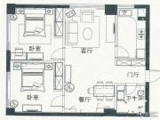 京隆国际公寓2室2厅1卫0平方米户型图