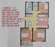 嘉辰・海纳城3室2厅1卫0平方米户型图