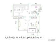 泰瑞锦尚新城2室2厅1卫89平方米户型图