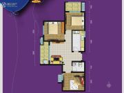 紫园sunny3室2厅1卫95平方米户型图