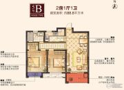 红豆香江豪庭2室1厅1卫88平方米户型图