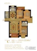 东方名城尚郡3室2厅2卫131--132平方米户型图