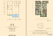 东晟蓝滨城3室2厅1卫89平方米户型图