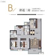 广州融创文旅城3室2厅2卫100平方米户型图