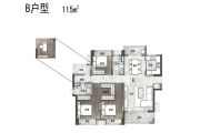 合景招商・映月台3室2厅2卫115平方米户型图