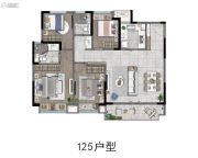 上湾�Z园4室2厅2卫125平方米户型图