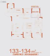 南山柠檬花园柠府3室2厅2卫133--134平方米户型图