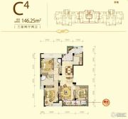 亿丰时代广场3室2厅2卫146平方米户型图