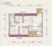 保利紫薇花语3室2厅2卫91平方米户型图