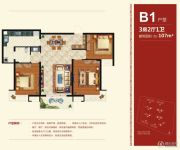 南昌融创文旅城3室2厅1卫107平方米户型图