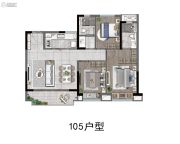上湾�Z园3室2厅2卫105平方米户型图