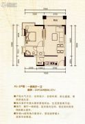 五龙桂园1室2厅1卫56平方米户型图